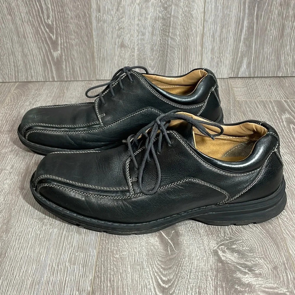 Dockers Leather Trustee Oxford Bike Toe Shoes Black 10M - Picture 1 of 15